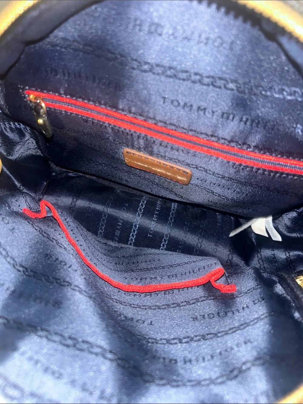Tommy Hilfiger Black Pebbled MINI Leather Backpack with Gold Hardware